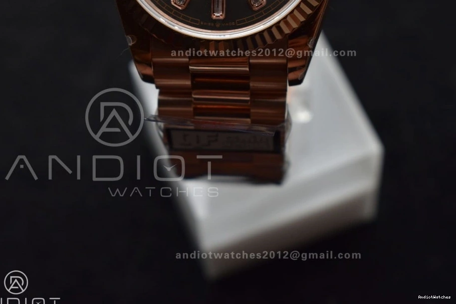 Diamond 671 36 Dial President vr3255 Steel with QF Original Edition V5 Grey Bracelet 904L RG Best Weight) on (Gain Square DayDate 0306